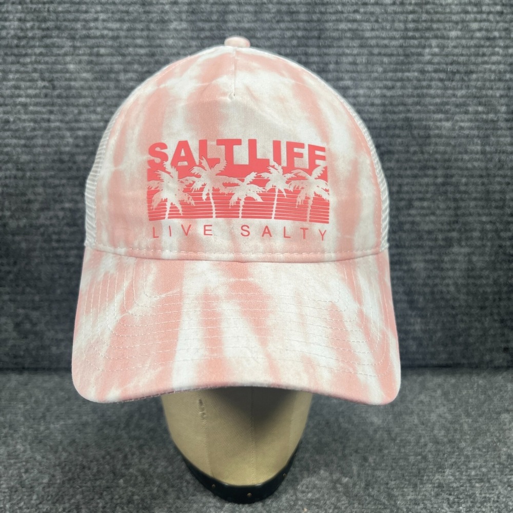 Salt Life Hat Cap Womens Adult White Pink Snap Back Trucker Mesh Live Salty OSFM